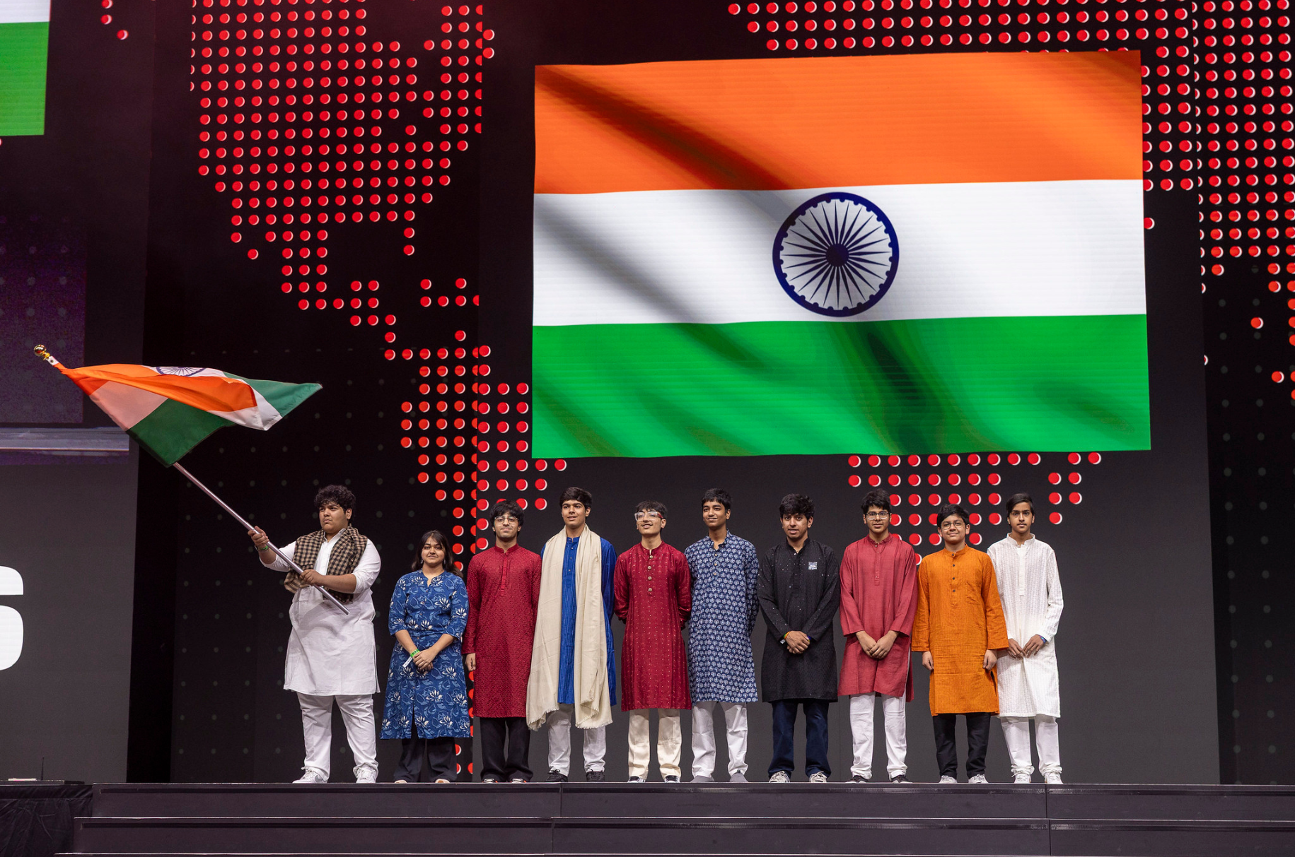 Team India lined up on the main stage during the parade of nations